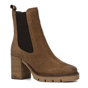 Vintage Foundry Co Women's Stacked Heel Penelope Chelsea Boots, Cognac, 8